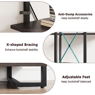 Bookshelf Freestanding Sturdy Storage Organizer for Books Decor Collection