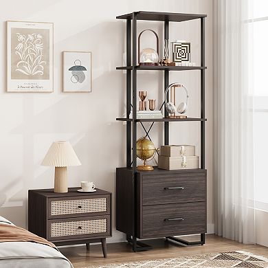 Bookshelf Freestanding Sturdy Storage Organizer for Books Decor Collection