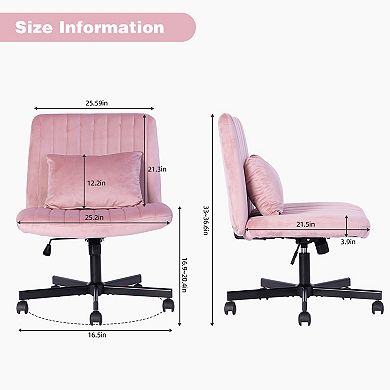 KWPZQEB Modern Velvet Armless Office Chair with Wheels for Home Office