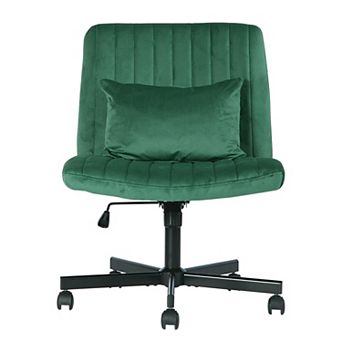 KWPZQEB Modern Velvet Armless Office Chair with Wheels for Home Office