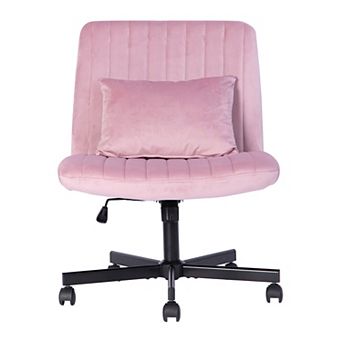 KWPZQEB Modern Velvet Armless Office Chair with Wheels for Home Office