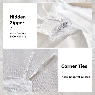 Striped Textured Tufted Duvet Cover Set - King Size