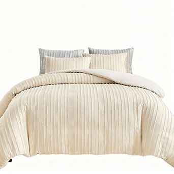 Striped Textured Tufted Duvet Cover Set - King Size