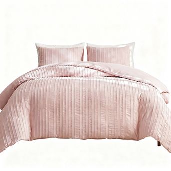 Striped Textured Tufted Duvet Cover Set - King Size