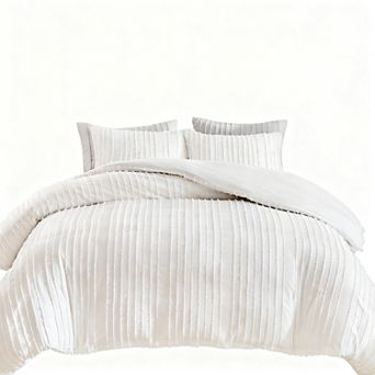 Striped Textured Tufted Duvet Cover Set - King Size