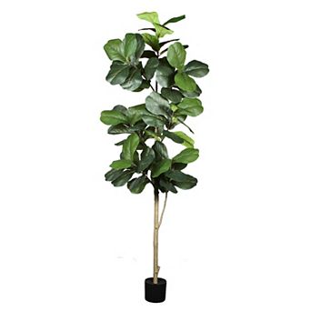 KWPZQEB Artificial Fiddle Leaf Fig Tree with Black Plastic Pot
