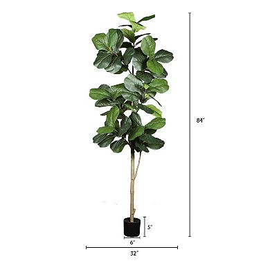 KWPZQEB Artificial Fiddle Leaf Fig Tree with Black Plastic Pot