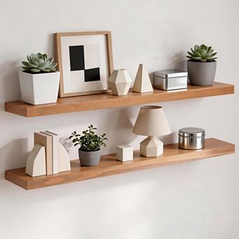 Rustic Wood Floating Shelves 2 Pack
