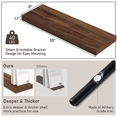 Rustic Wood Floating Shelves 2 Pack