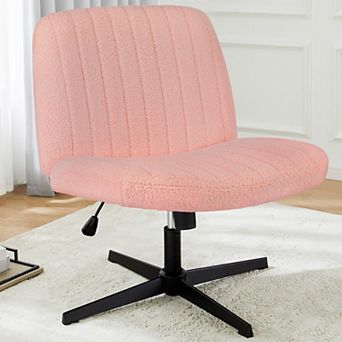YIORTWO Wide Seat Cross-Legged Office Chair, Armless Swivel Chair without Wheels