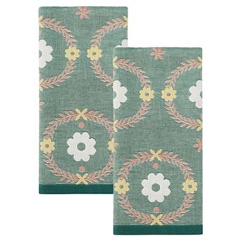 29 x 13 Inch Cotton Floral Jacquard Hand Towel, Soft Absorbent Decorative Towel for Home