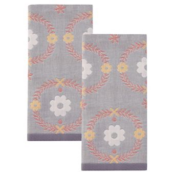 29 x 13 Inch Cotton Floral Jacquard Hand Towel, Soft Absorbent Decorative Towel for Home