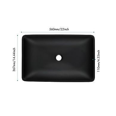 Rectangular Vessel Sink Set with Single-Handle Faucet and Pop-Up Drain