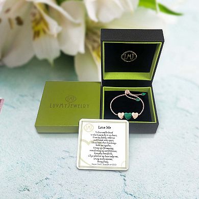 Luv Me Love Heart Malachite Gemstone Rose gold Plated Silver Adjustable Bracelet