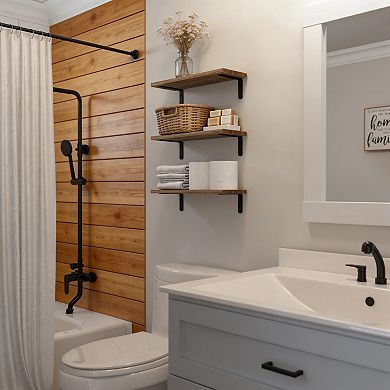 Wooden Floating Wall Shelves 3 Pack