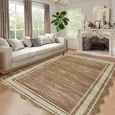 Runner Rug for Kitchen Non Slip,Low Pile Solid Color Area Rug, Carpet Stain Resistant Neutral Area