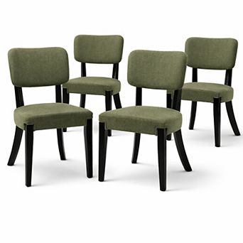 GOMYHOME Modern Upholstered Dining Chairs Set of 4, Armless Chairs with Solid Wood Legs, Green