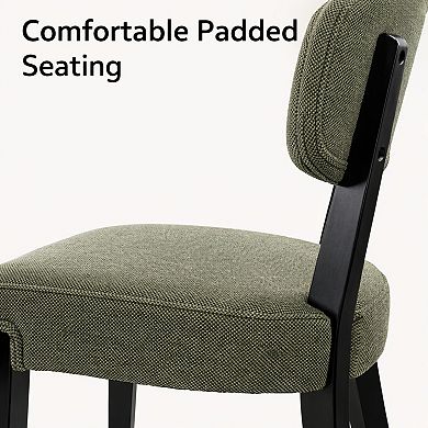 GOMYHOME Modern Upholstered Dining Chairs Set of 4, Armless Chairs with Solid Wood Legs, Green