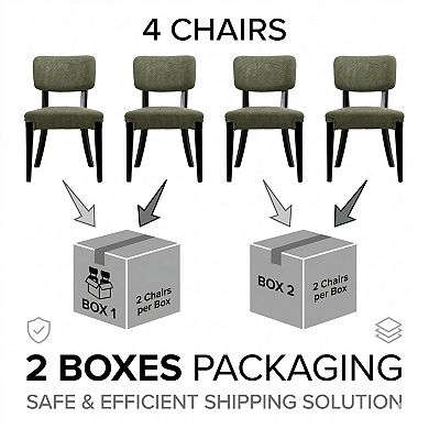 GOMYHOME Modern Upholstered Dining Chairs Set of 4, Armless Chairs with Solid Wood Legs, Green