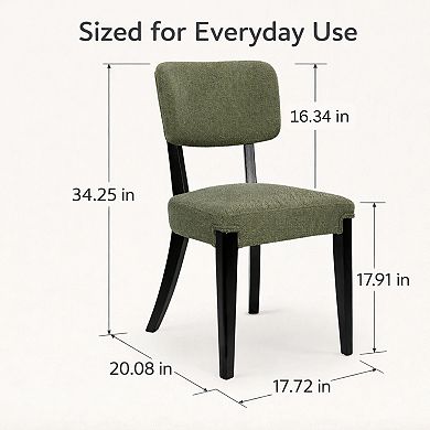 GOMYHOME Modern Upholstered Dining Chairs Set of 4, Armless Chairs with Solid Wood Legs, Green