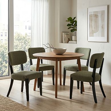 GOMYHOME Modern Upholstered Dining Chairs Set of 4, Armless Chairs with Solid Wood Legs, Green