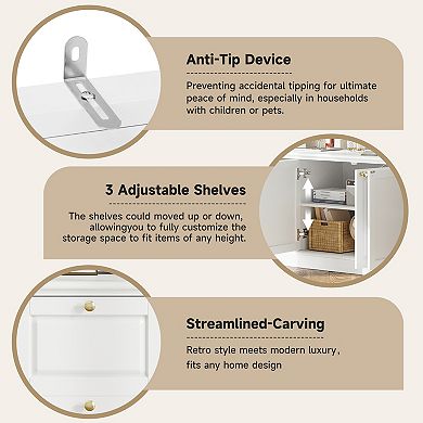 Trikiousd All-in-One TV Stand with Adjustable Shelves and Wine Rack Storage