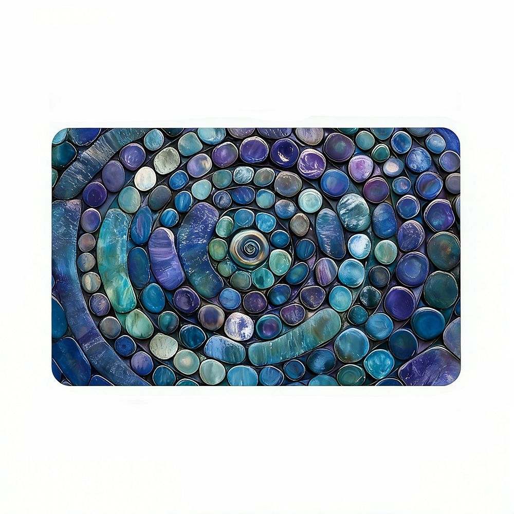 Blue Purple Pebble Spiral Floor Mat, Anti-Slip Mosaic Style Bathroom Mat