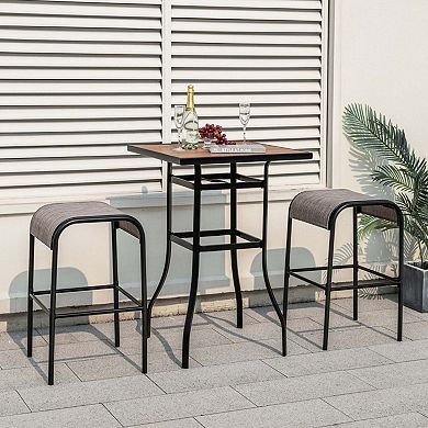 Set of 2 Metal Bar Stools with Curved Seat and Footrest