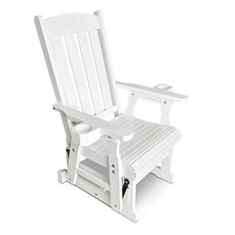 Wooden Patio Glider for One Person, with High Back and Deep Contoured Seat, Solid Fir Wood