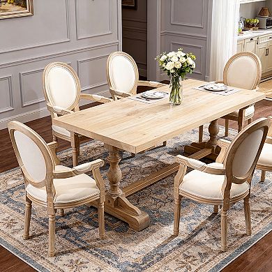 Cream French Style Solid Wood Dining Armchair Set of 2