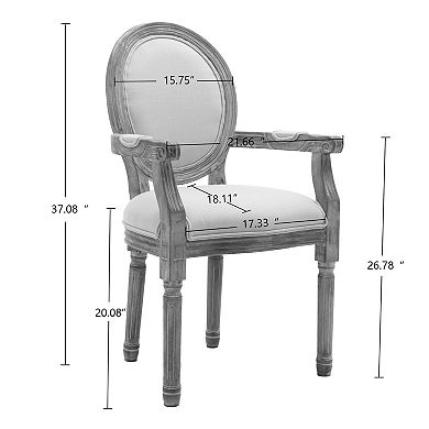 Cream French Style Solid Wood Dining Armchair Set of 2