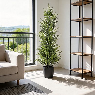 KWPZQEB Artificial Real Touch Pine Tree with Black Plastic Pot