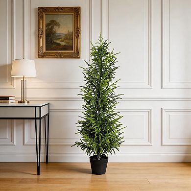 KWPZQEB Artificial Real Touch Pine Tree with Black Plastic Pot