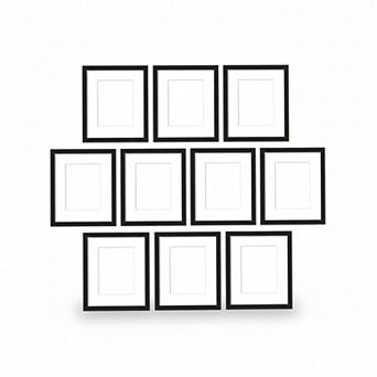 Picture Frame Set of 10 for 8x10 Photos with Mat for 5x7