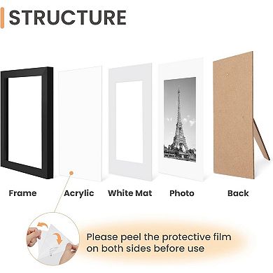 Picture Frame Set of 10 for 8x10 Photos with Mat for 5x7
