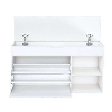 Entryway Shoe Bench with Hidden Storage Space, Space-Saving, for Hallway Living Room