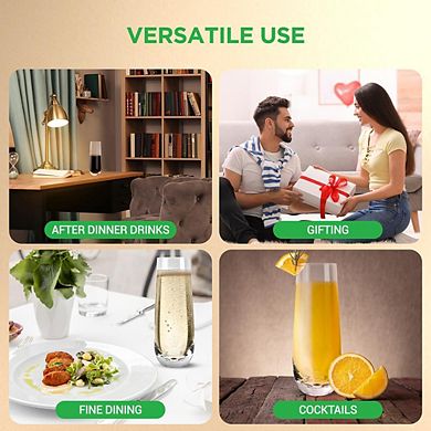 NutriChef 2-Piece Stemless Champagne Flute Set, 6.4" Tall, Crystal Glasses, Dishwasher Safe