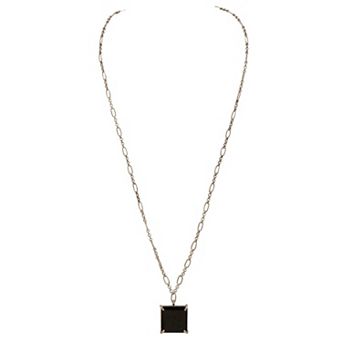 Alluring White Rhodium Blanco Pendant With Black Onyx by Dhwani Bansal