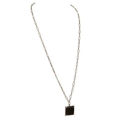 Alluring White Rhodium Blanco Pendant With Black Onyx by Dhwani Bansal