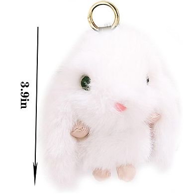 Soft Plush Bunny Keychain Fluffy Pom Rabbit Key Ring Car Accessories