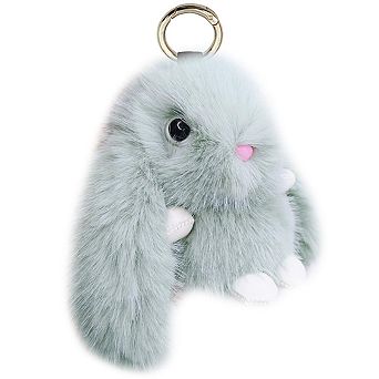 Soft Plush Bunny Keychain Fluffy Pom Rabbit Key Ring Car Accessories