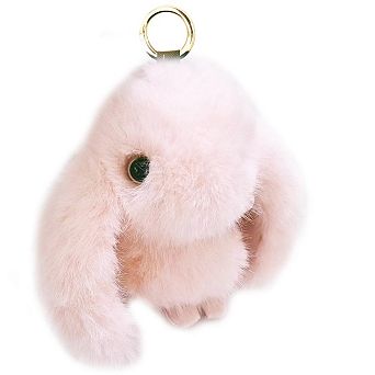 Soft Plush Bunny Keychain Fluffy Pom Rabbit Key Ring Car Accessories