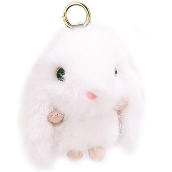 Soft Plush Bunny Keychain Fluffy Pom Rabbit Key Ring Car Accessories