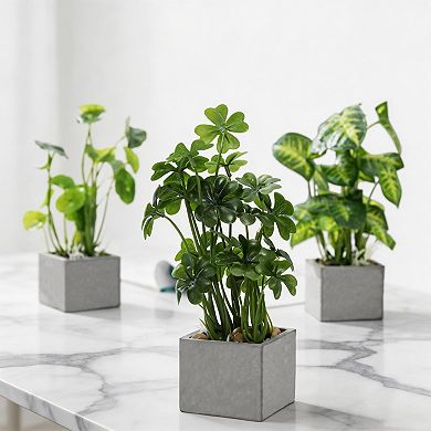 Mini Artificial Plants with Clear Glass Pots