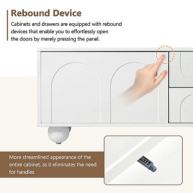 Trikiousd 69.6" TV Stand for TVs up to 75", Media Console Center with Arched Doors & 2 Drawers