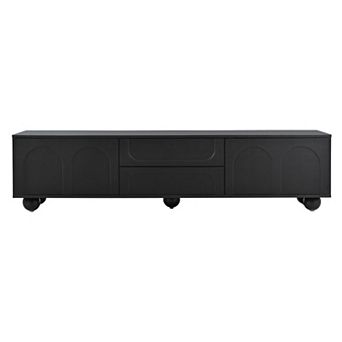Trikiousd 69.6" TV Stand for TVs up to 75", Media Console Center with Arched Doors & 2 Drawers