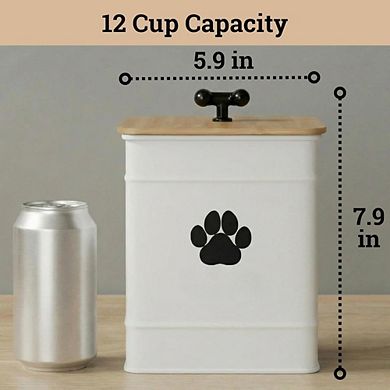 Great Ambitions Airtight Dog Treat Jar, 6"x8" Iron Canister with Lid