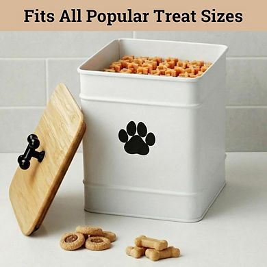 Great Ambitions Airtight Dog Treat Jar, 6"x8" Iron Canister with Lid