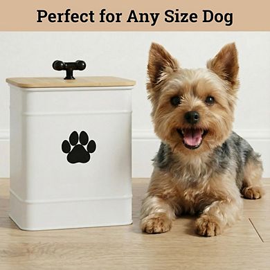 Great Ambitions Airtight Dog Treat Jar, 6"x8" Iron Canister with Lid