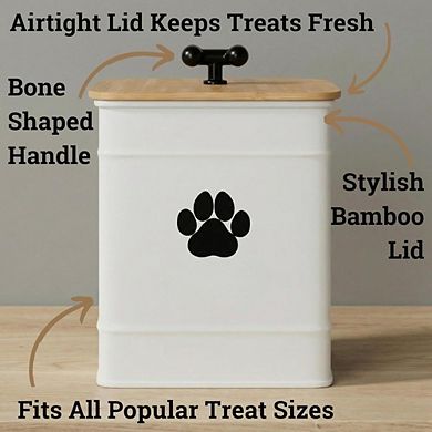 Great Ambitions Airtight Dog Treat Jar, 6"x8" Iron Canister with Lid